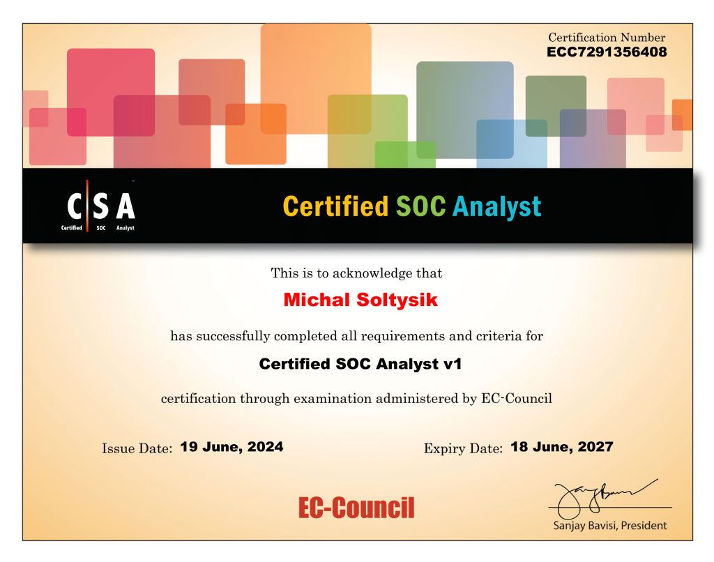 Michal Soltysik - CSA - Certified SOC Analyst
