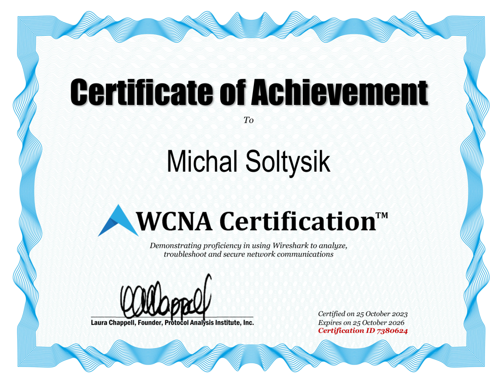 Michał Sołtysik - WCNA - Wireshark Certified Network Analyst