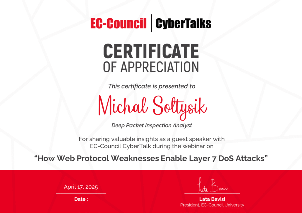 Michal Soltysik - EC-Council CyberTalks - Certificate of Appreciation (Again)