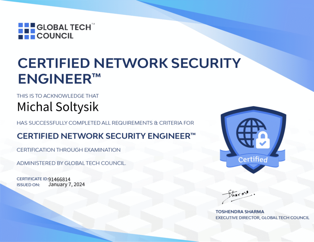 Michal Soltysik - CNSE - Certified Network Security Engineer (Second version)