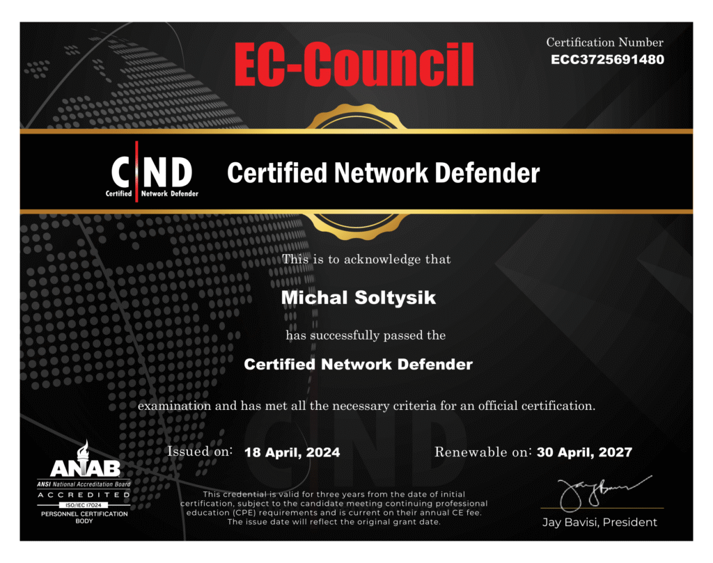 Michal Soltysik - CND - Certified Network Defender (Second version)