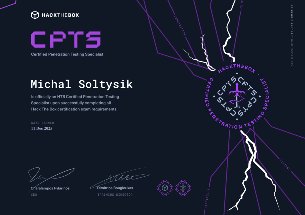 Michal Soltysik - HTB CPTS - Hack The Box Certified Penetration Testing Specialist