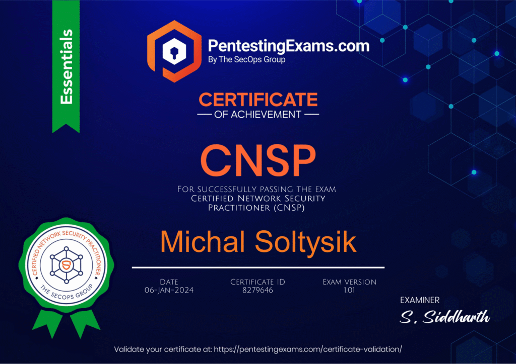 Michal Soltysik - CNSP - Certified Network Security Practitioner (Second version)