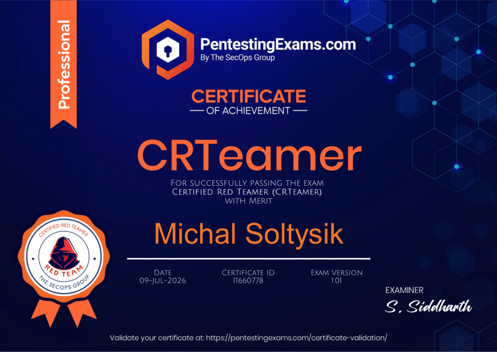 Michal Soltysik - CRTeamer - Certified Red Teamer